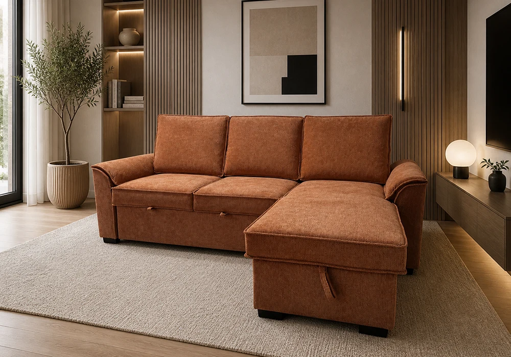 Salon D&rsquo;Angle Convertible HALEA Terracotta Angles Votre Magasin de Meuble et Électroménager à La Réunion ! 5