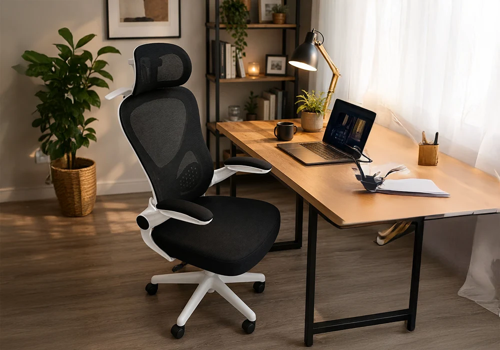 Fauteuil de Bureau Ergonomique AeroSupport  Blanc/ Noir Bureaux Votre Magasin de Meuble et Électroménager à La Réunion !