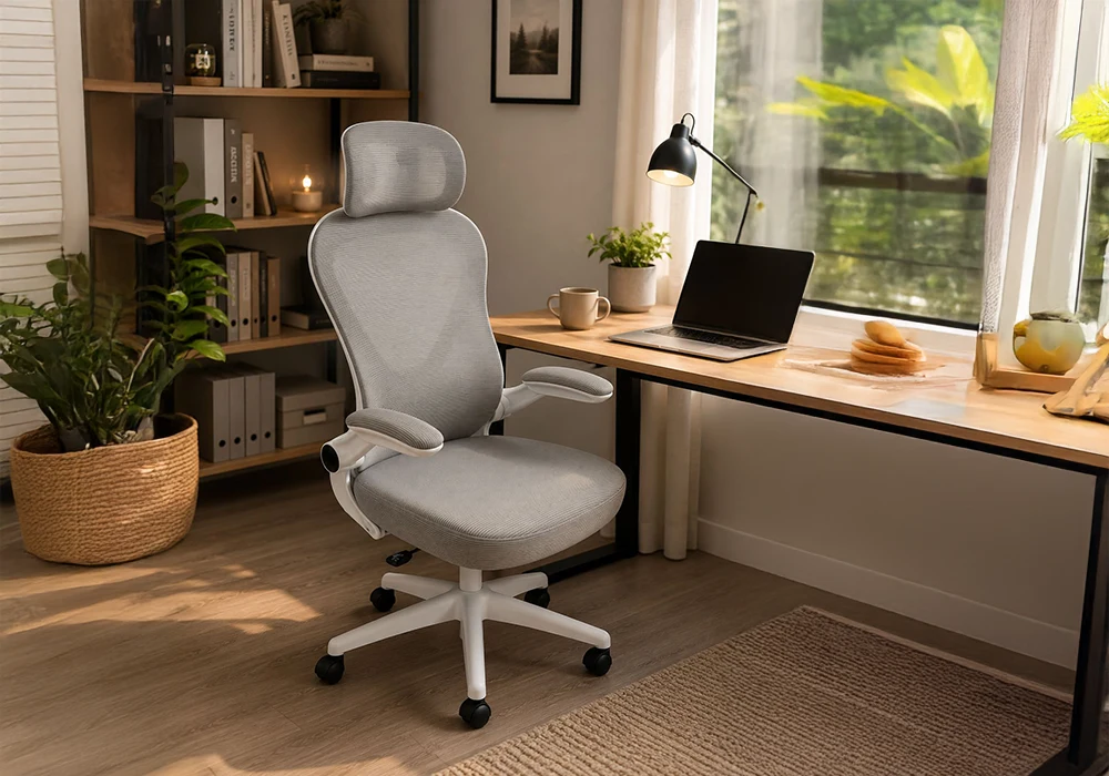 Fauteuil de Bureau Ergonomique AeroSupport Blanc/Gris Bureaux Votre Magasin de Meuble et Électroménager à La Réunion !