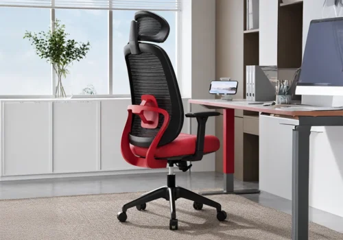 Fauteuil de Bureau Ergonomique AeroBack Rouge/ Noir Bureaux Votre Magasin de Meuble et Électroménager à La Réunion !