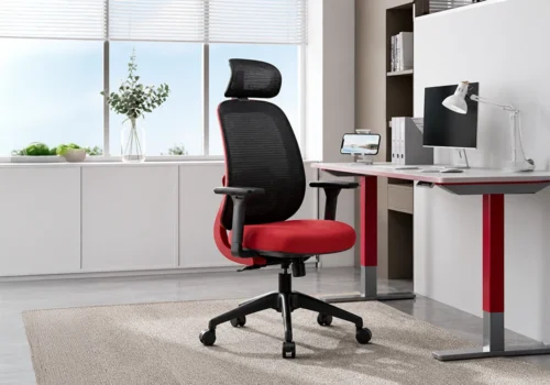 Fauteuil de Bureau Ergonomique AeroBack Rouge/ Noir Bureaux Votre Magasin de Meuble et Électroménager à La Réunion !