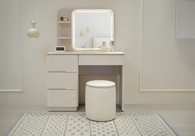 Coiffeuse LED 4 Tiroirs avec Pouf XERIA Armoires, Commodes & Chevets Votre Magasin de Meuble et Électroménager à La Réunion ! 4