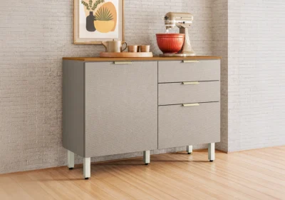 Meuble Bas 2 Portes 2 Tiroirs Beige (Collection ALBA) Les Buffets Bas Votre Magasin de Meuble et Électroménager à La Réunion !