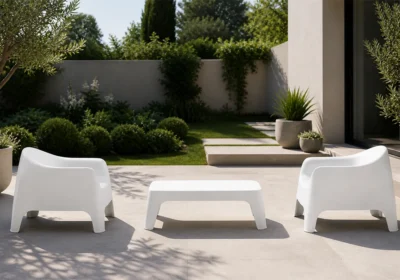 Ensemble de Jardin 2 fauteuils + Table de salon DELIA Blanc