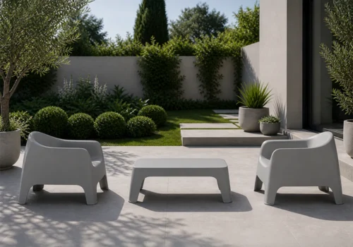 Ensemble de Jardin 2 fauteuils + Table de salon DELIA Gris Jardins & Terrasses Votre Magasin de Meuble et Électroménager à La Réunion !