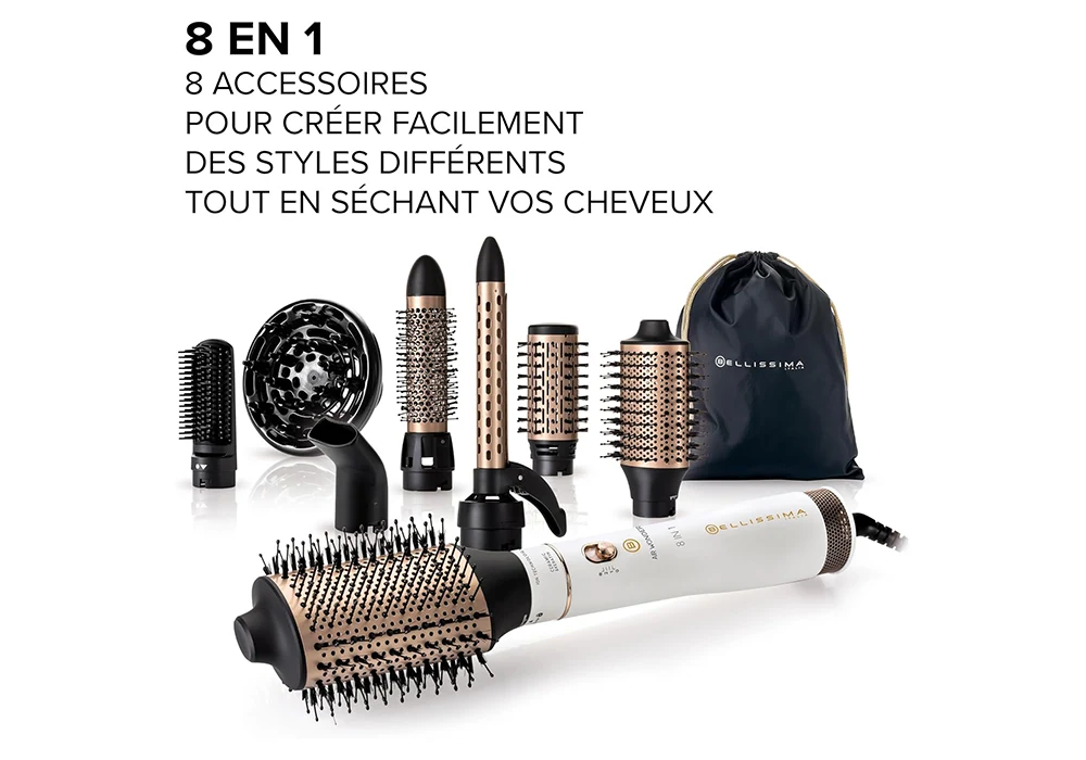 Brosse à Air Chaud avec Ions, Céramique et Kératine Air Wonder® 8 en 1 BELLISSIMA (11847A) Petits Électroménagers Votre Magasin de Meuble et Électroménager à La Réunion !