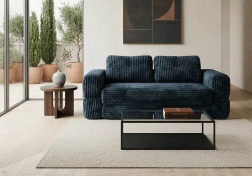Canapé 3 Places Convertible CHUNKY Bleu Compressés Votre Magasin de Meuble et Électroménager à La Réunion !