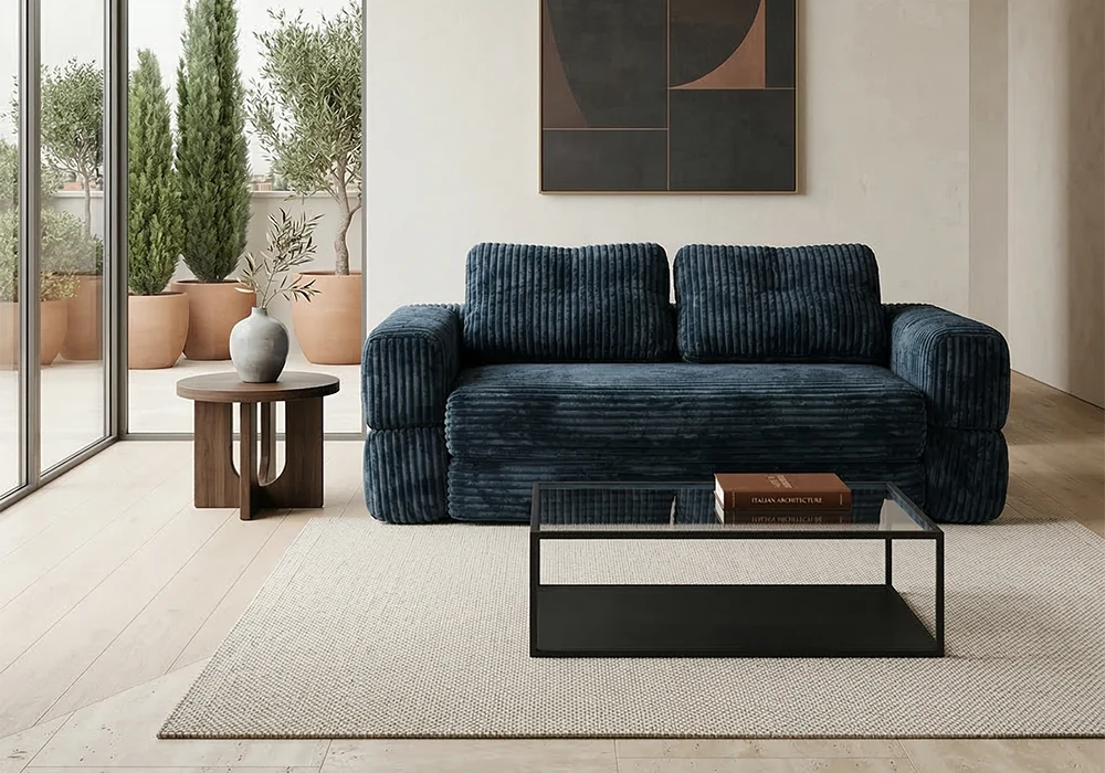 Canapé 3 Places Convertible CHUNKY Bleu Compressés Votre Magasin de Meuble et Électroménager à La Réunion !