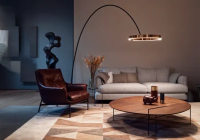 Lampadaire HALO 46W CCT – LED Moderne Élégance Noire Inspirations Déco Votre Magasin de Meuble et Électroménager à La Réunion !