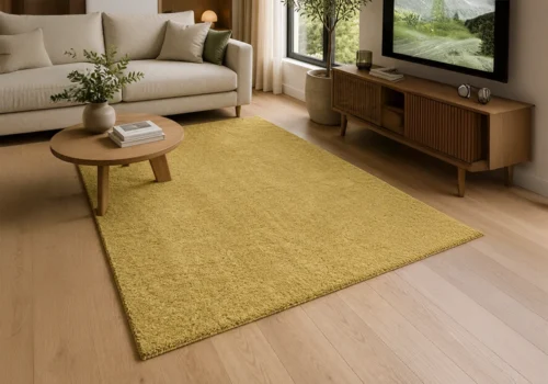 Tapis MORGAN Uni Jaune 120×170 cm Décoration Votre Magasin de Meuble et Électroménager à La Réunion !