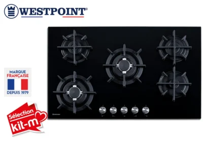 Plaque de Cuisson Vitrée 5 Feux Gaz 86 cm WESTPOINT (WGUC-95024.NGC)