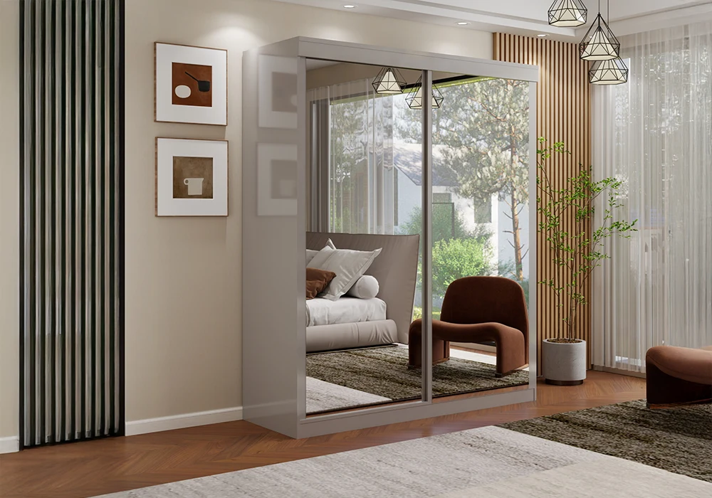 Armoire VISIO 2 Portes Coulissantes Avec Miroir Armoires, Commodes & Chevets Votre Magasin de Meuble et Électroménager à La Réunion ! 4 Armoire VISIO 2 Portes Coulissantes Avec Miroir – Image 1