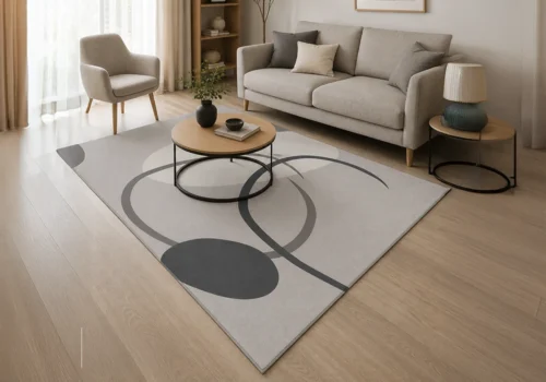Tapis SCARLET Blanc/ Gris 140×190 cm Décoration Votre Magasin de Meuble et Électroménager à La Réunion !