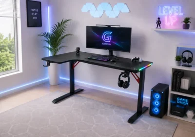 Bureau d&rsquo;Angle Gaming VORTEX LED RGB Bureaux Votre Magasin de Meuble et Électroménager à La Réunion !