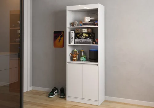 Bibliothèque 2 Portes ENCANTO Blanc Meubles Votre Magasin de Meuble et Électroménager à La Réunion !