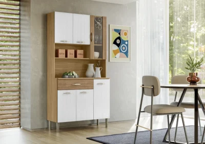 Buffet Cuisine GOLDEN PLUS 6 Portes/ 1 Tiroir Blanc/Freijó