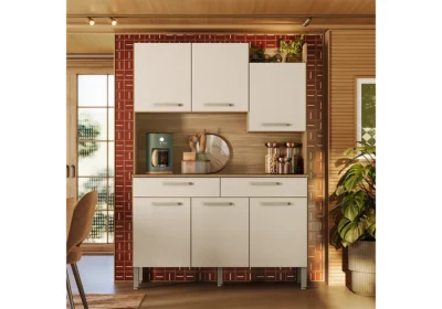 Buffet Cuisine MODENA 6 Portes/ 2 Tiroirs Beige/Freijó Cuisine Votre Magasin de Meuble et Électroménager à La Réunion !