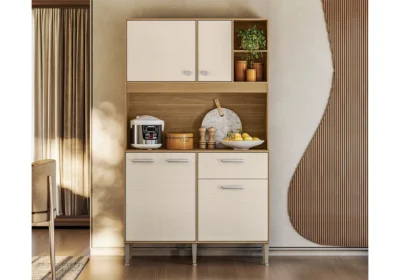 Buffet Cuisine LIV 5 Portes 1 Tiroir Beige/Freijó