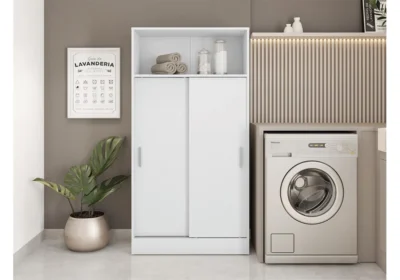 Meuble de Rangement ARIA 2 Portes Coulissantes Blanc Meubles Votre Magasin de Meuble et Électroménager à La Réunion !