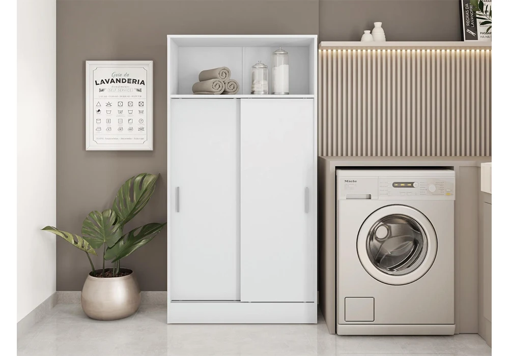 Meuble de Rangement ARIA 2 Portes Coulissantes Blanc Meubles Votre Magasin de Meuble et Électroménager à La Réunion ! 4 Meuble de Rangement ARIA 2 Portes Coulissantes Blanc – Image 1