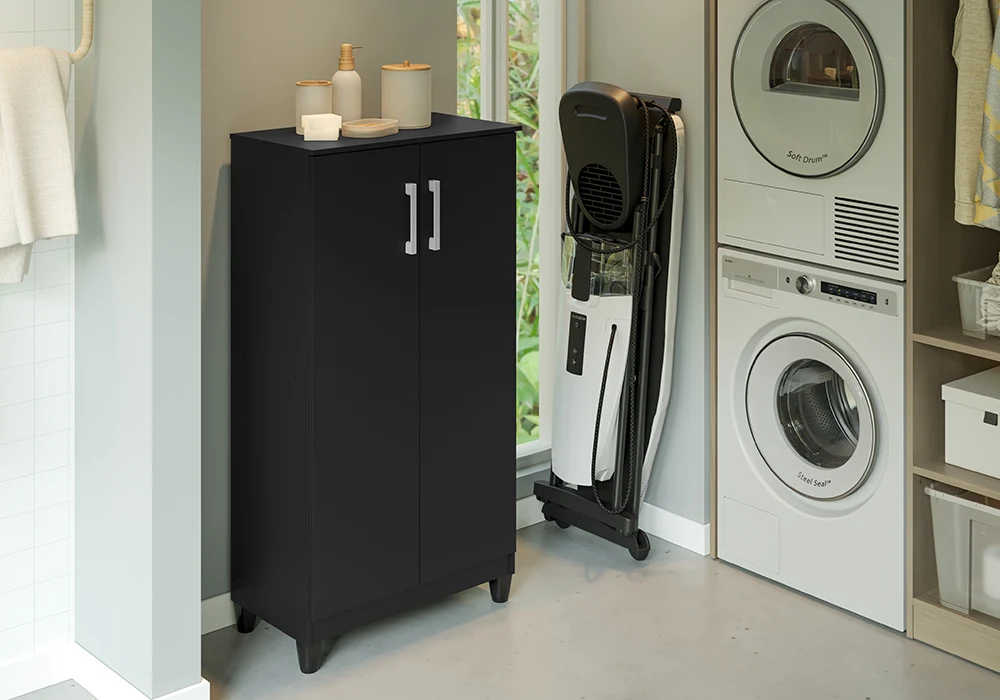 Meuble de Rangement BRISA 2 Portes Noir Meubles Votre Magasin de Meuble et Électroménager à La Réunion ! 4 Meuble de Rangement BRISA 2 Portes Noir – Image 1
