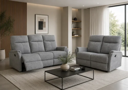 Canapé 3 Places avec 2 Relax Manuel + Canapé 2 Places avec 2 Relax Manuel CALIO Fauteuils Relaxants Top Confort Votre Magasin de Meuble et Électroménager à La Réunion !