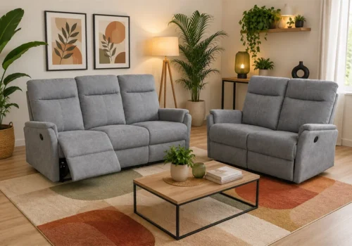 Canapé 3 Places avec 2 Relax Manuel + Canapé 2 Places avec 2 Relax Manuel CALIO Fauteuils Relaxants Top Confort Votre Magasin de Meuble et Électroménager à La Réunion !