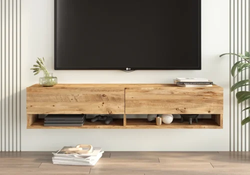 Meuble TV Suspendu CANYON 2 Tiroirs Chêne 140cm Meubles Votre Magasin de Meuble et Électroménager à La Réunion !