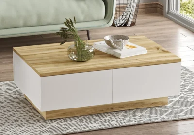 Table Salon 2 Portes Blanc / Chêne (Collection BLANCA)