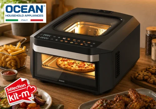 Four à Pizza XXL & Air Fryer Sans Huile OCEAN (OCAFMC21130D2WN) Cuisine Votre Magasin de Meuble et Électroménager à La Réunion !