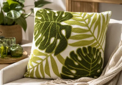 Coussin Décoratif Tropical Vert Olive – 45 x 45 cm