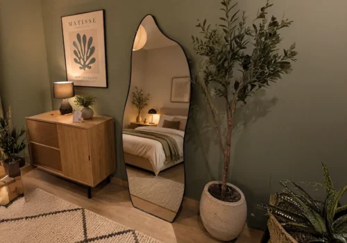 Miroir ORGANIQUE Sur Pied Noir Décoration Votre Magasin de Meuble et Électroménager à La Réunion !