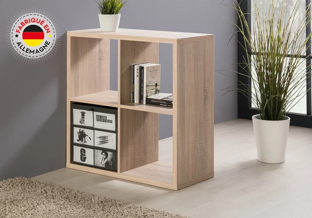 Étagère 4 Niches MAX Chêne Armoires, Commodes & Chevets Votre Magasin de Meuble et Électroménager à La Réunion ! 4 Étagère 4 Niches MAX Chêne – Image 1