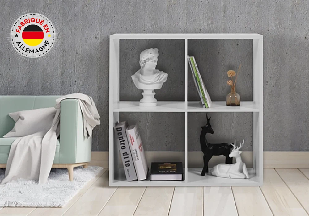 Étagère 4 Niches MAX Blanc Armoires, Commodes & Chevets Votre Magasin de Meuble et Électroménager à La Réunion ! 4 Étagère 4 Niches MAX Blanc – Image 1