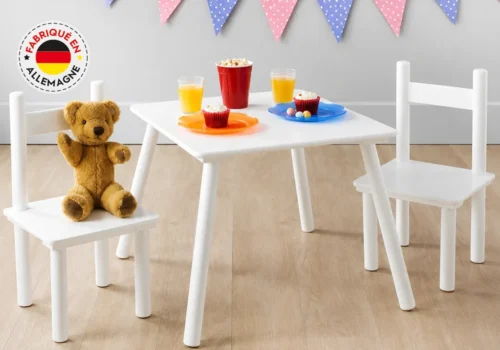Ensemble Table et 2 Chaises LILI Blanc Chambres Enfant Votre Magasin de Meuble et Électroménager à La Réunion !