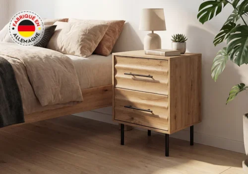 Chevet FALUN 2 Tiroirs Chêne Artisan Armoires, Commodes & Chevets Votre Magasin de Meuble et Électroménager à La Réunion !
