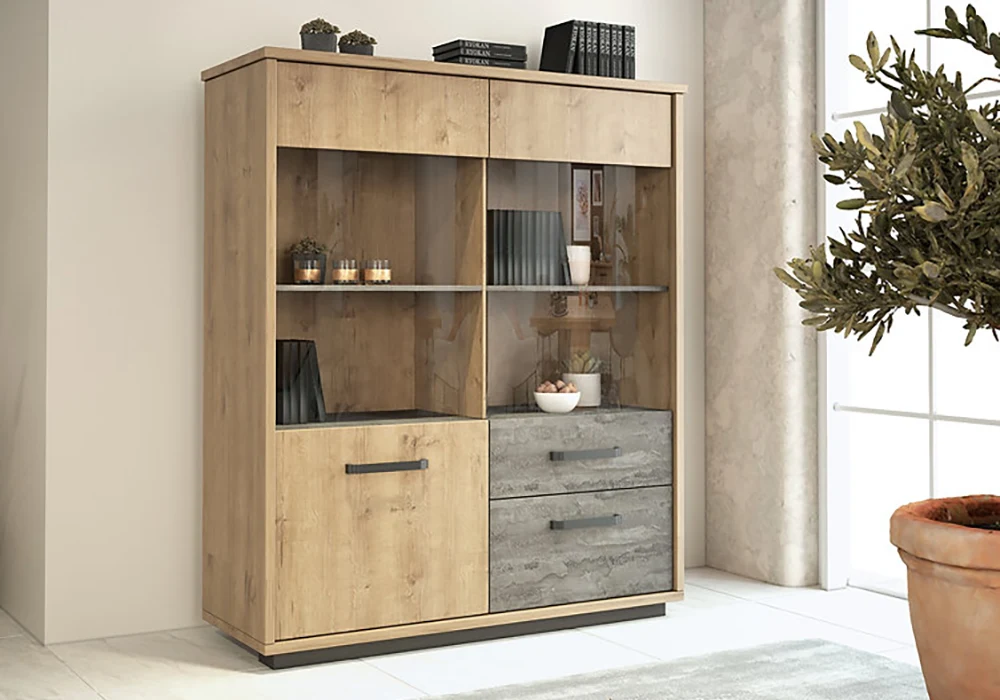 Vitrine 2 Portes (Collection TERRA) Meubles Votre Magasin de Meuble et Électroménager à La Réunion ! 4 Vitrine 2 Portes (Collection TERRA) – Image 1