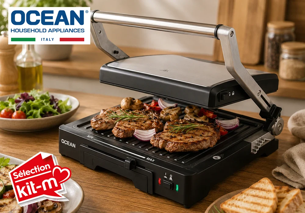 Grill Viande & Panini Multifonction 180° OCEAN (OCMG2000) Cuisine Votre Magasin de Meuble et Électroménager à La Réunion !