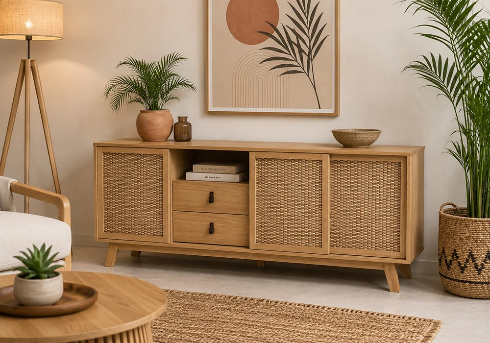 Meuble Bas 3 Portes 2 Tiroirs (Collection Malang Zen) Meubles Votre Magasin de Meuble et Électroménager à La Réunion !