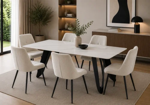 Table à Manger Rectangulaire PATRICIA Design Blanc Meubles Votre Magasin de Meuble et Électroménager à La Réunion !