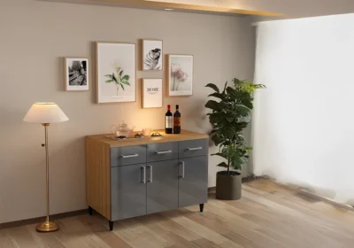 Meuble Bas 120 cm 3 Portes/ 3 Tiroirs Gris (COLLECTION SELENA) Ensembles Cuisine Votre Magasin de Meuble et Électroménager à La Réunion !