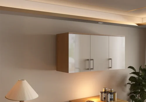 Meuble Haut 120 cm 3 Portes Beige (COLLECTION SELENA) Ensembles Cuisine Votre Magasin de Meuble et Électroménager à La Réunion !