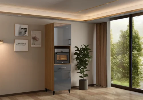 Meuble Colonne 60 cm 2 Portes Gris (COLLECTION SELENA) Ensembles Cuisine Votre Magasin de Meuble et Électroménager à La Réunion !