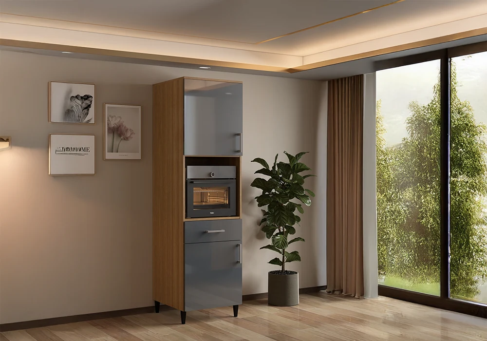 Meuble Colonne 60 cm 2 Portes Gris (COLLECTION SELENA) Ensembles Cuisine Votre Magasin de Meuble et Électroménager à La Réunion ! 4 Meuble Colonne 60 cm 2 Portes Gris (COLLECTION SELENA) – Image 1