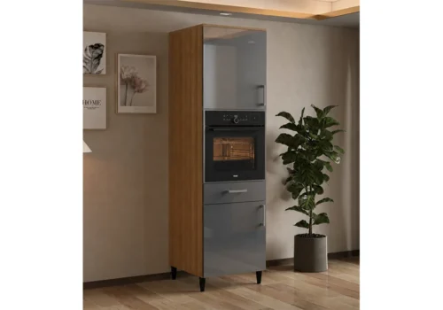Meuble Four 60cm 2 Portes Gris (COLLECTION SELENA) Ensembles Cuisine Votre Magasin de Meuble et Électroménager à La Réunion !