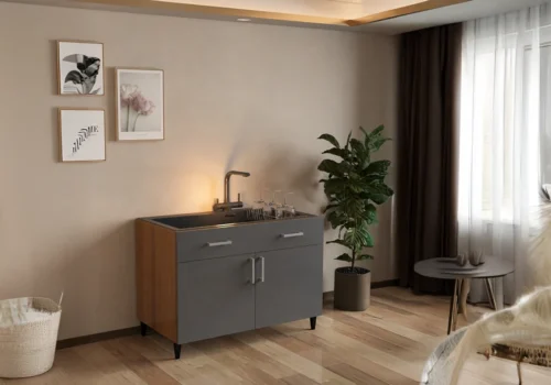 Meuble Bas Sous Evier 120 cm/ 2 Portes Gris (COLLECTION SELENA) Ensembles Cuisine Votre Magasin de Meuble et Électroménager à La Réunion !