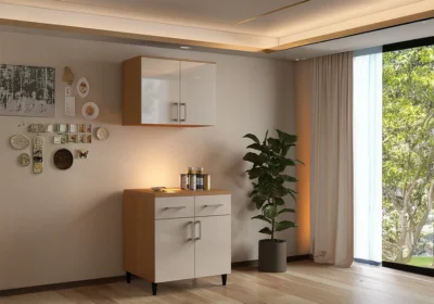Meuble Haut 80 cm / 2 Portes Beige (COLLECTION SELENA) Ensembles Cuisine Votre Magasin de Meuble et Électroménager à La Réunion !