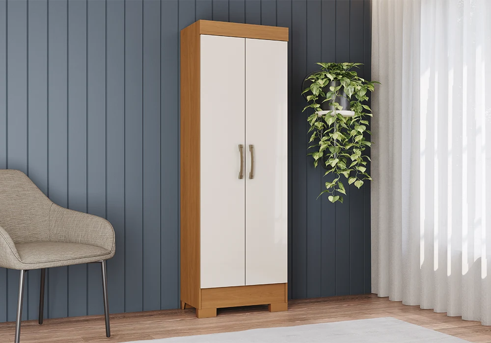 Armoire RAVIO 2 Portes Chêne/ Blanc Armoires, Commodes & Chevets Votre Magasin de Meuble et Électroménager à La Réunion ! 4 Armoire RAVIO 2 Portes Chêne/ Blanc – Image 1