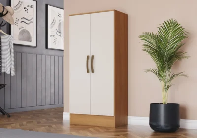 Armoire Chaussure MALIO 2 Portes Chêne/Blanc