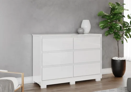 Commode RAVENNA 6 Tiroirs Blanc Armoires, Commodes & Chevets Votre Magasin de Meuble et Électroménager à La Réunion !